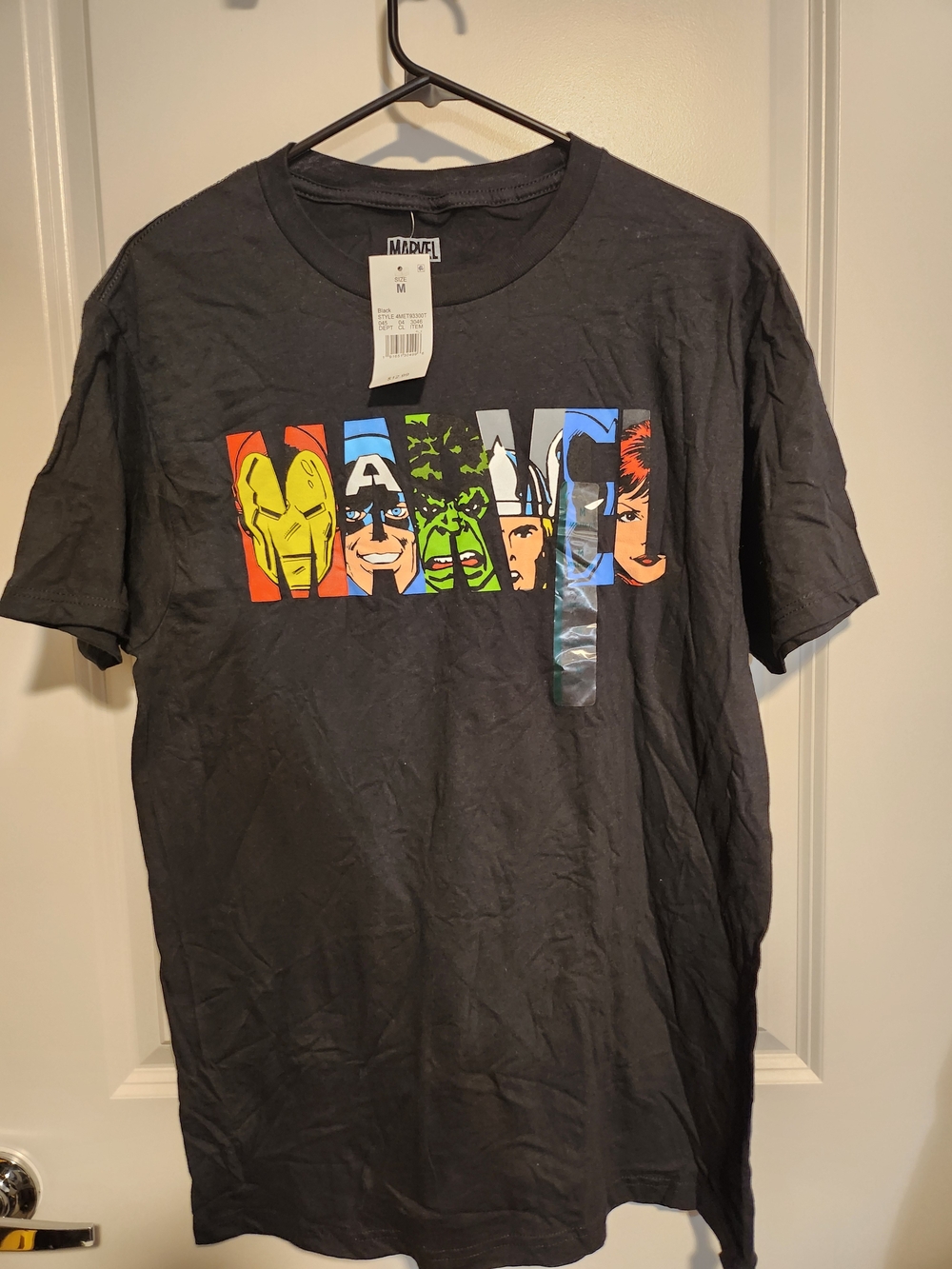 Marvel Men's Black Graphic Tee - Superhero Face Collage